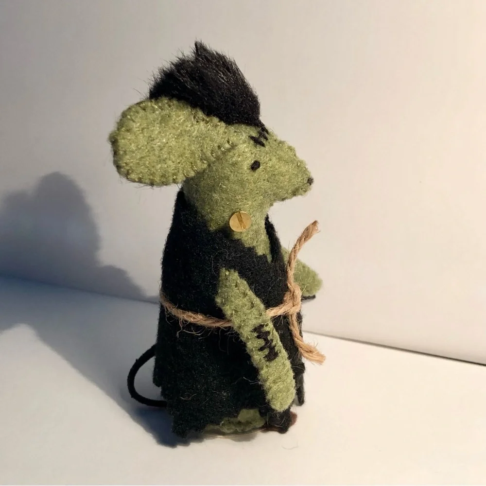 Frankenstein felt Mouse Frankenmouse art doll Hallloween Summerween hand-sewn